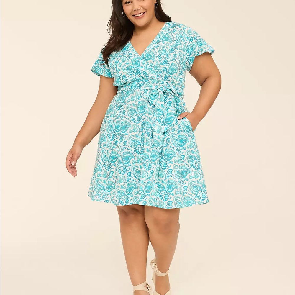 Lane Bryant Blue and White Patterned Dress